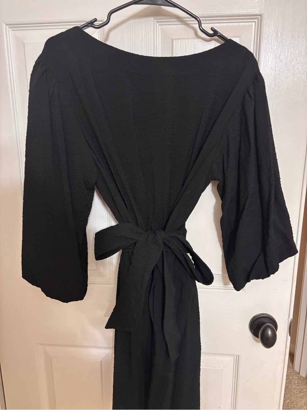 Anthropologie Black Dress with Blue Printed Collar